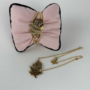 Vintage Red & Barton Gold Rose Necklace & Bracelet Set